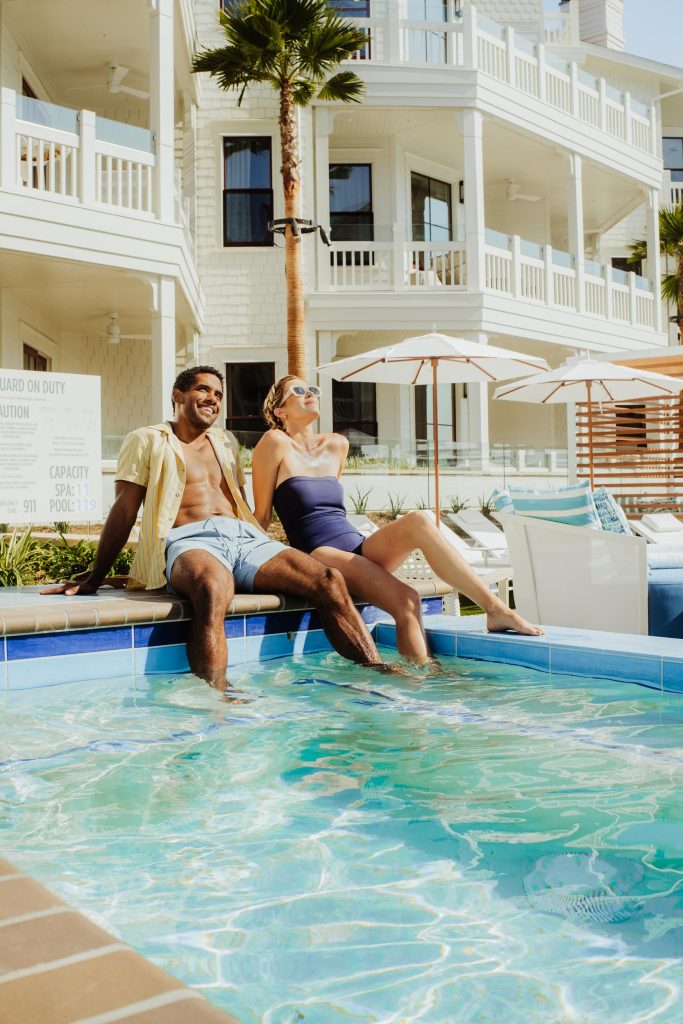 A young couple by the pool - Hotel Photography - Shore House at the Del