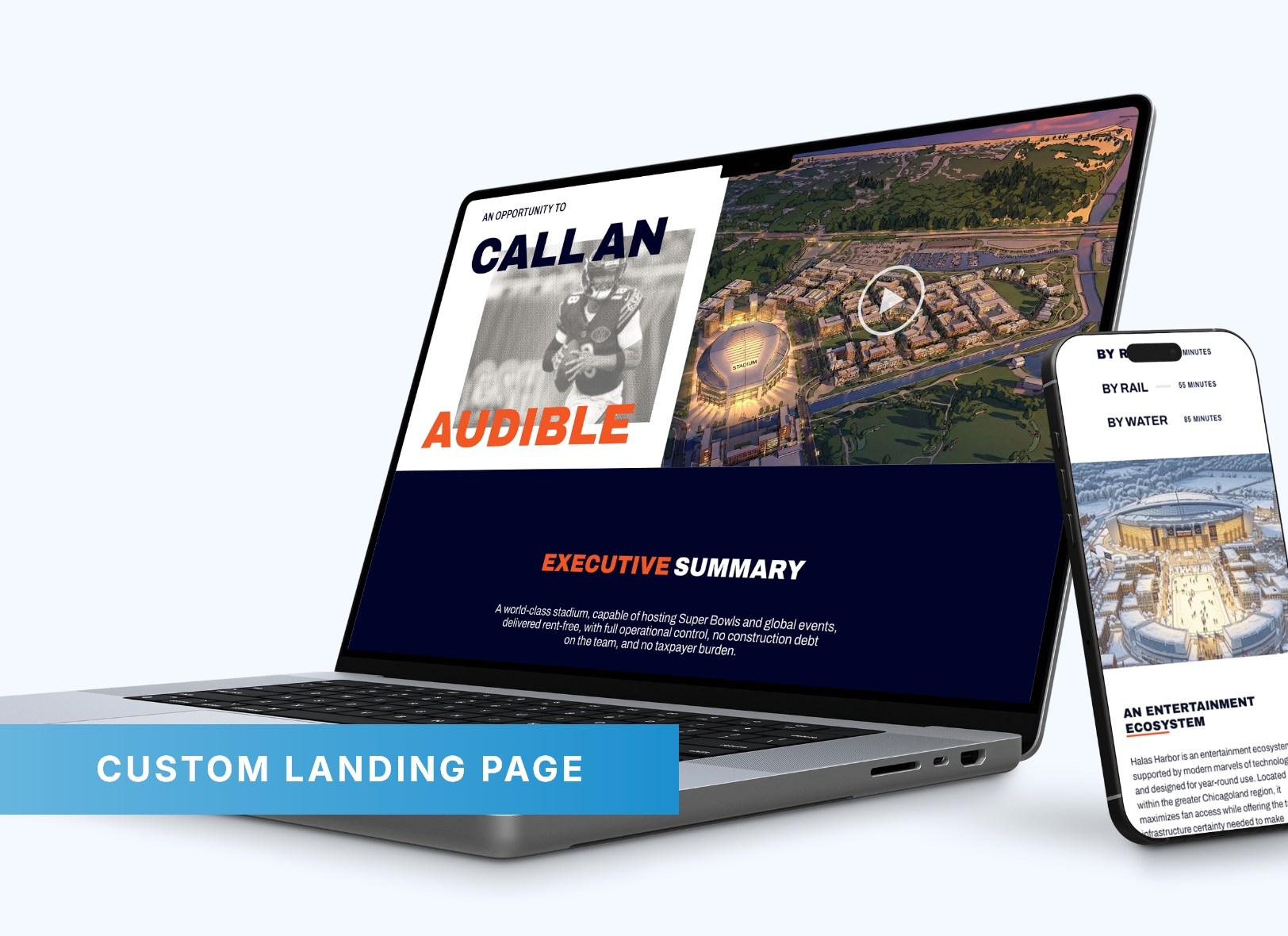 Halas Harbor custom landing page