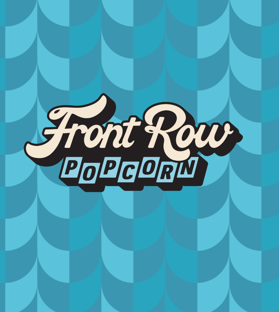 Front Row Popcorn — scallop pattern with logo