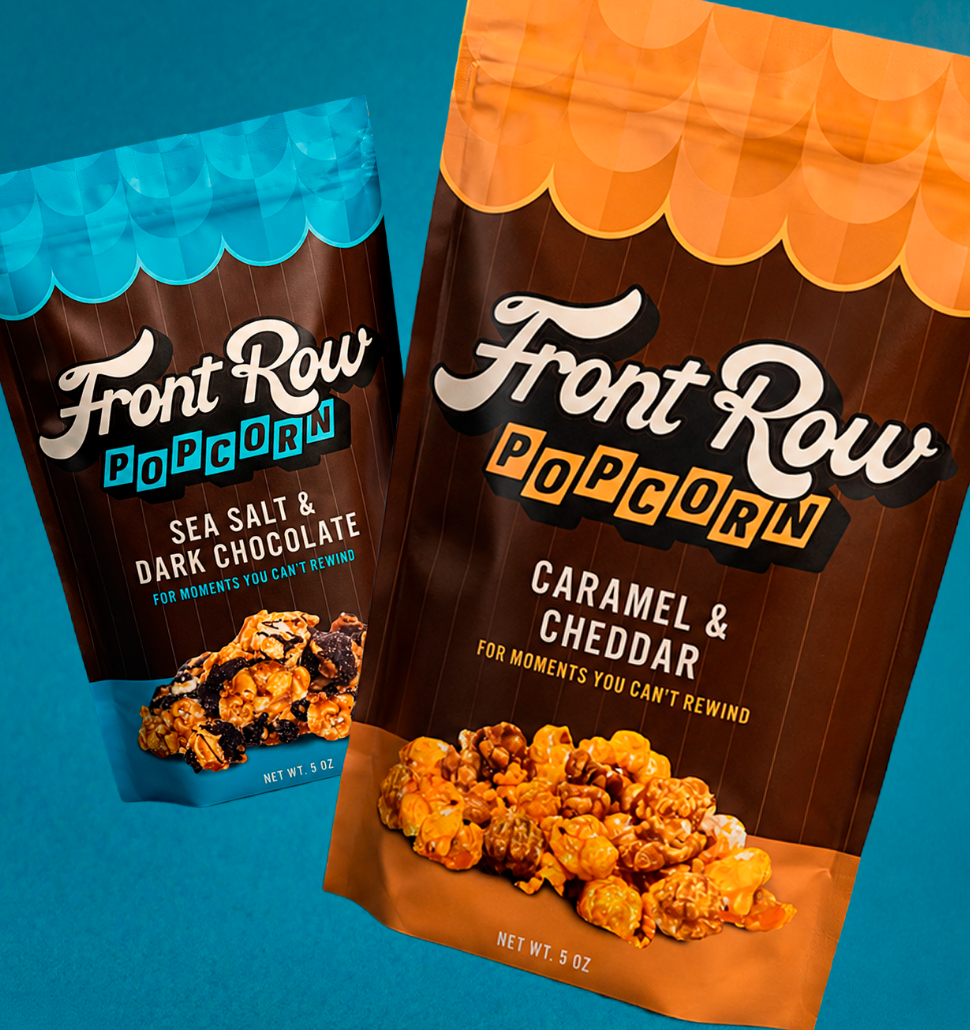 Front Row Popcorn — Sea Salt & Dark Chocolate and Caramel & Cheddar